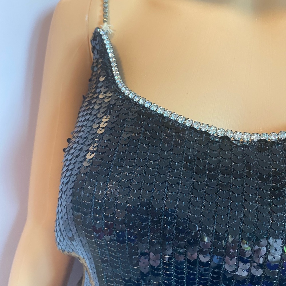 1980s RARE Vintage Saks Fifth Avenue silk handmade sequins 2 piece with diamond